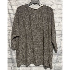 Workshop Republic Clothing Top Blouse Womens 3X 3/4 Sleeve Black Gray